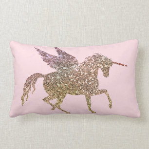 Trendiges goldenes Glitter-Sparkle-Einhorn Pegasus Lendenkissen