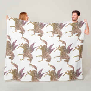Trendiges goldenes Glitter-Sparkling-Einhorn Pegas Fleecedecke