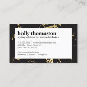 Trendiges goldenes Marmormuster auf schwarz Visitenkarte (Rückseite)