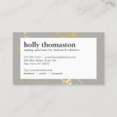 Trendiges goldfarbenes Marmormuster im Grauen Desi Visitenkarte (Rückseite)