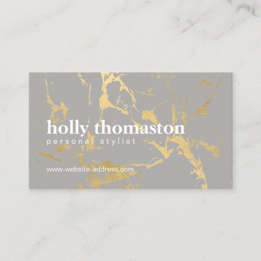 Trendiges goldfarbenes Marmormuster im Grauen Desi Visitenkarte (Vorderseite)