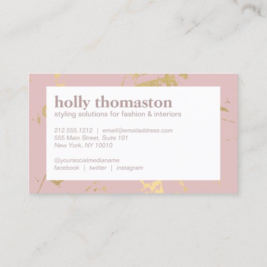 Trendiges Goldmarbildmuster auf dem blütigen Styli Visitenkarte (Rückseite)