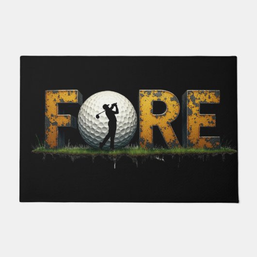 Trendiges Golfdesign mit Golfer-Silhouette Fußmatte (Vorderseite)