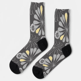 Trendiges Grau und Gelb floral Socken
