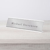 Trendiges Gray Modern Design Einzigartig Persönlic Schreibtischnamensplakette (Vorderseite )