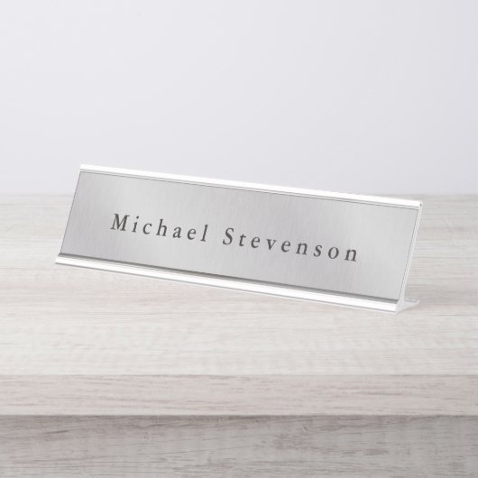 Trendiges Gray Modern Design Einzigartig Persönlic Schreibtischnamensplakette (Vorderseite )