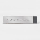 Trendiges Gray Modern Design Einzigartig Persönlic Schreibtischnamensplakette (Vorderseite )