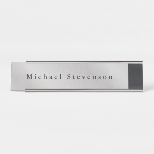 Trendiges Gray Modern Design Einzigartig Persönlic Schreibtischnamensplakette (Vorderseite )