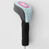 Trendiges Hellblau-Chevron-Rosa-Monogramm Golf Headcover (angewinkelt)