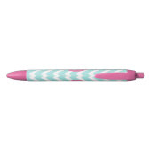 Trendiges Hellblau-Chevron-Rosa-Monogramm Kugelschreiber (Rückseite)