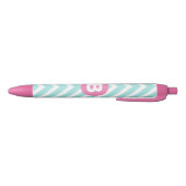Trendiges Hellblau-Chevron-Rosa-Monogramm Kugelschreiber (Unterseite)
