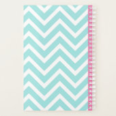 Trendiges Hellblau Chevron Rosa Monogramm Planer (Rückseite)