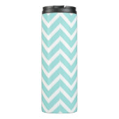 Trendiges Hellblau Chevron Rosa Monogramm Thermosbecher (Rückseite)