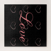 Trendiges Herz Graue Kalligrafie Liebe Hochzeit Puzzle (Horizontal)