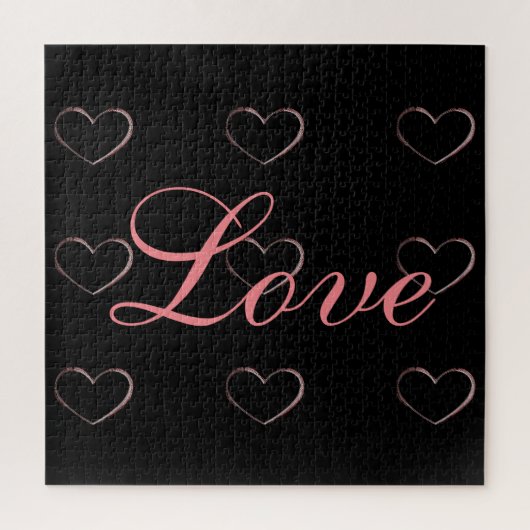 Trendiges Herz Graue Kalligrafie Liebe Hochzeit Puzzle (Vertikal)