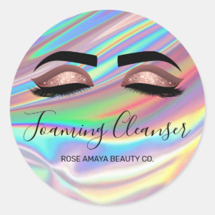 Trendiges holografisches Glam-Wimpern-Shampoo-Rein Runder Aufkleber