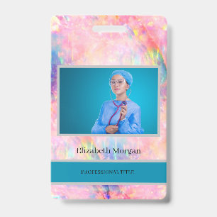 Trendiges holografisches Opal-Ombre-Mitarbeiterfot Ausweis