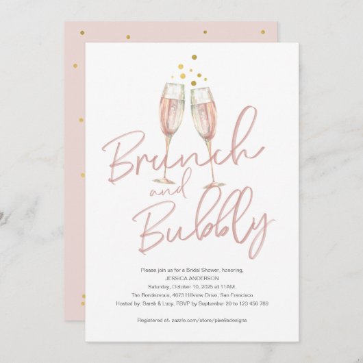 Trendiges Kalligraphie-Brautparty Einladung (Vorne/Hinten)