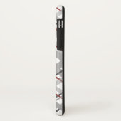 Trendiges Karo Silber Rot Grau Monogramm Case-Mate iPhone Hülle (Hinten/Links)