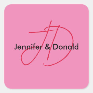 Trendiges klassisches Schriftmonogramm Name Quadratischer Aufkleber