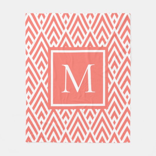 Trendiges Korallenbogenmuster mit Monogramm Fleecedecke (Vorderseite)