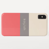 Trendiges Korallenfarbblockmuster mit Namen Case-Mate iPhone Hülle (Rückseite (Horizontal))