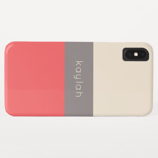 Trendiges Korallenfarbblockmuster mit Namen Case-Mate iPhone Hülle (Rückseite (Horizontal))