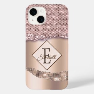 Trendiges Kupfer-Diamanten-Monogramm Case-Mate iPhone 14 Hülle