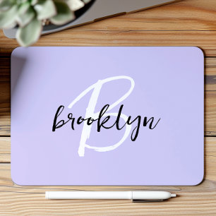 Trendiges Lavendel-Schwarz-Weiß-Monogramm Mousepad