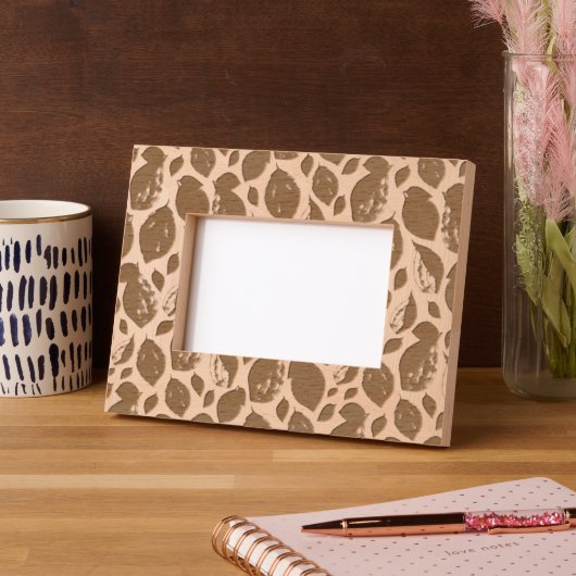 Trendiges Leaf Foliage Muster Botanisches Foto Geätzte Rahmen (Links)