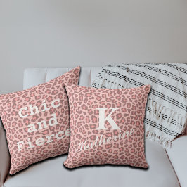 Trendiges Leopard Print Custom Monogram & Name The Kissen