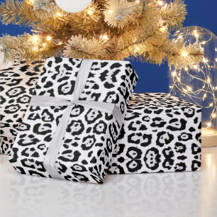 Trendiges Leopardenmuster Schwarz Grau Weiß Schick Geschenkpapier