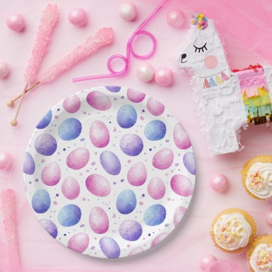 Trendiges Lila und rosa Ostereiermuster Pappteller (Party)
