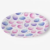 Trendiges Lila und rosa Ostereiermuster Pappteller (Schrägansicht)