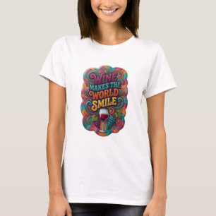 Trendiges Lila WINE LÄSST DIE WELT LÄCHELN T-Shirt