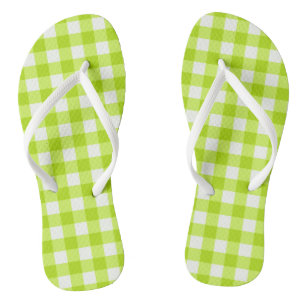 Trendiges Limettengrün Gingham Karomuster Badesandalen