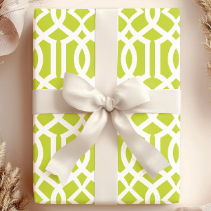 Trendiges Limettengrün und Weiß marokkanisches Tre Geschenkpapier