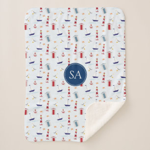 Trendiges Maritimes Baby Sherpadecke