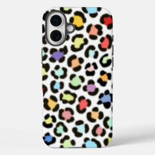 Trendiges, mehrfarbiges Leopard-Fur-Effektmuster iPhone 16 Plus Hülle