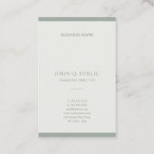 Trendiges Minimalistisch Design Grüne Vorlage Mode Visitenkarte (Rückseite)