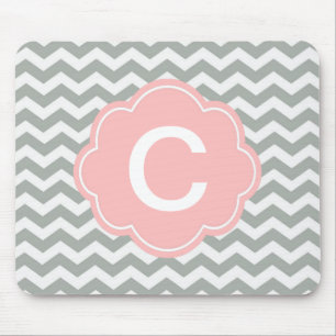 Trendiges, modernes, elegantes graues Chevron-Mono Mousepad