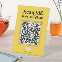 Trendiges, modernes, gelbes QR-Codezeichen Sockelschild