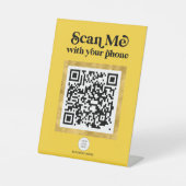 Trendiges, modernes, gelbes QR-Codezeichen Sockelschild (Vorderseite)