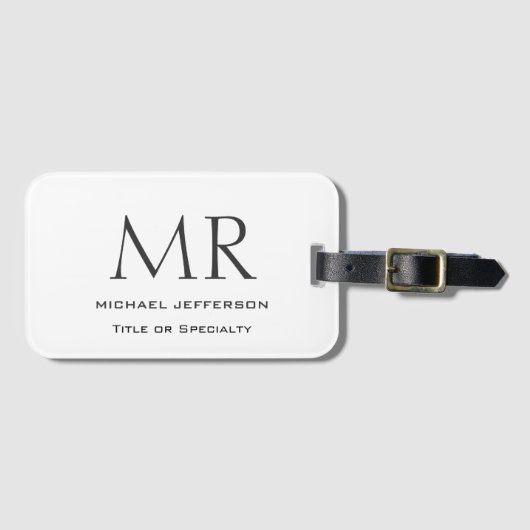Trendiges modernes Monogramm schlicht minimalistis Gepäckanhänger (Vorderseite (Horizontal))