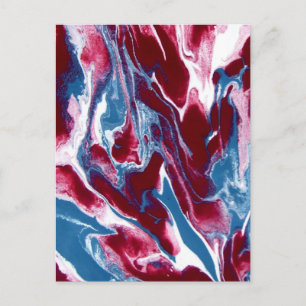 Trendiges modernes rotes blaues Marmormuster Postkarte