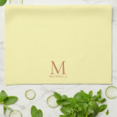 Trendiges Monogramm Anfangsname Elegantes Cremefar Geschirrtuch (Gefaltet)