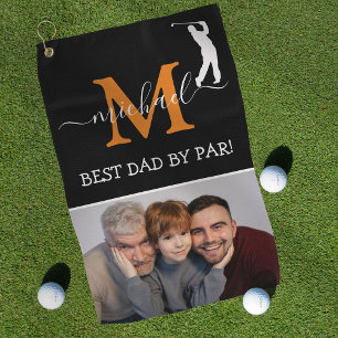 Trendiges Monogramm & Foto Vatertagsgeschenk Golf Golfhandtuch