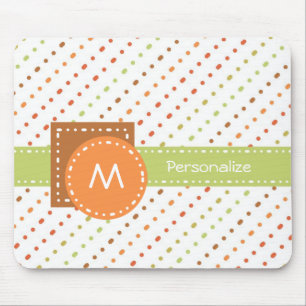 Trendiges Monogramm gepunktete Streifen mit Namen Mousepad
