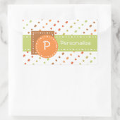 Trendiges Monogramm gepunktete Streifen mit Namen Rechteckiger Aufkleber (Tasche)