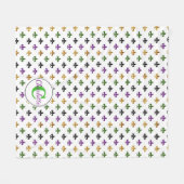 Trendiges Monogramm Mardi Gras Fleur De Lis Fleecedecke (Vorderseite (Horizontal))
